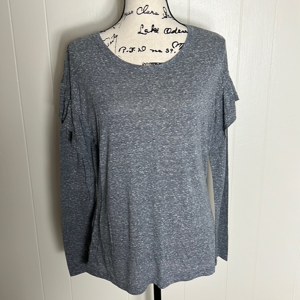 Heathered Gray Ruffle Sleeve Top